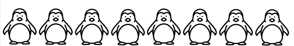 Row of penguin icons.